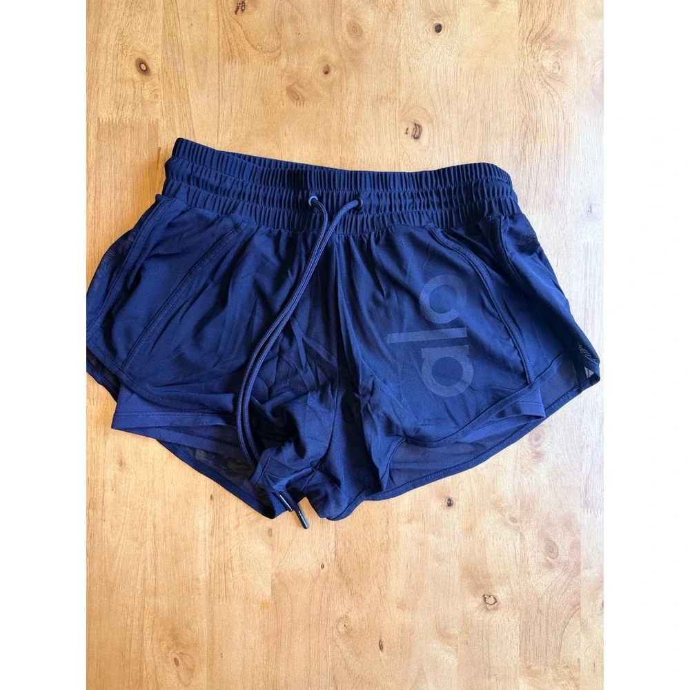 Alo Yoga Ambience Short Black Mesh Double Layer Running Gym XXS W0342R